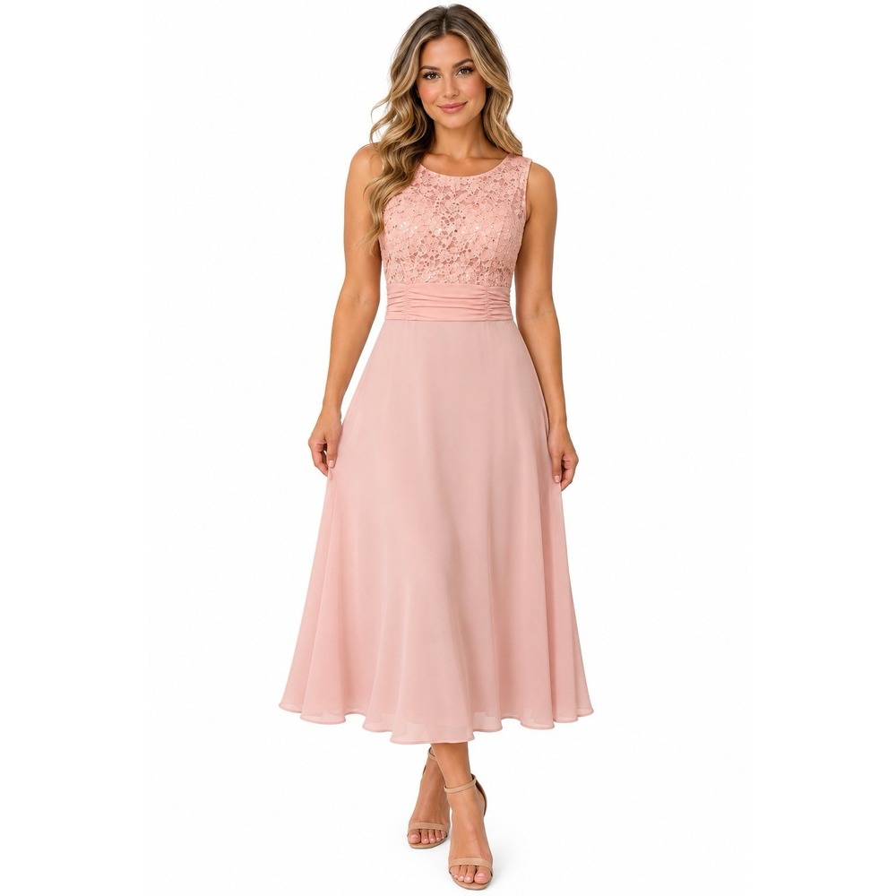 Connected Apparel Size 8 Blush Pink Lace Sequin Formal Bridesmaid Prom Dress